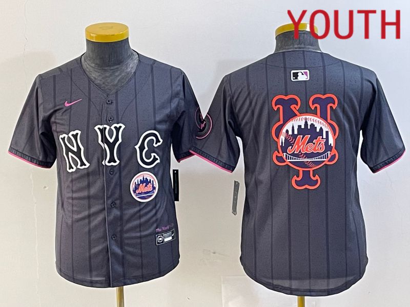Youth New York Mets Blank Black City Edition 2024 Nike MLB Jersey style 6->chicago bears->NFL Jersey